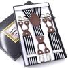 Men's Six-Clip Jacquard Wide Suspenders with Printed Webbing