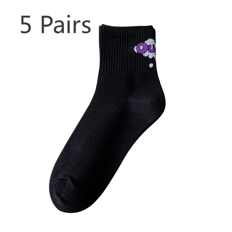 5 Pairs of Women's Spring and Summer Thin Cotton Breathable Sports Deodorant Perspiration Socks