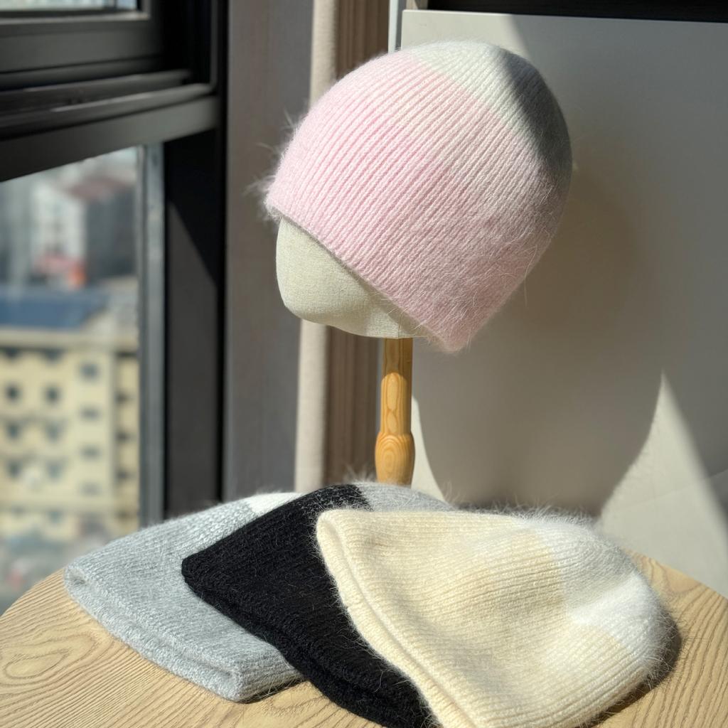 New Knitted Hat with Large Head Circumference Woolen Hat for Women Korean Style Hat Winter Fashion Color Matching Warm Plush Cold Hat