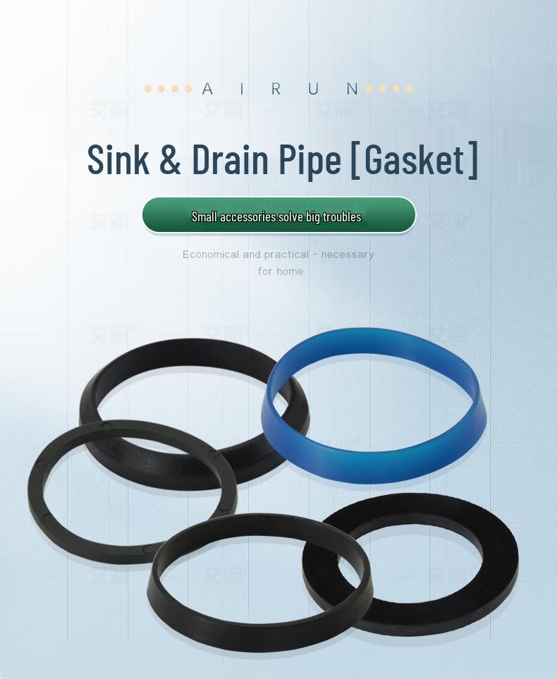 Silicone Kitchen Drain Pipe Sealing Ring, 1.5" T-shaped 45mm & 2" Convex 57mm Rubber Gasket