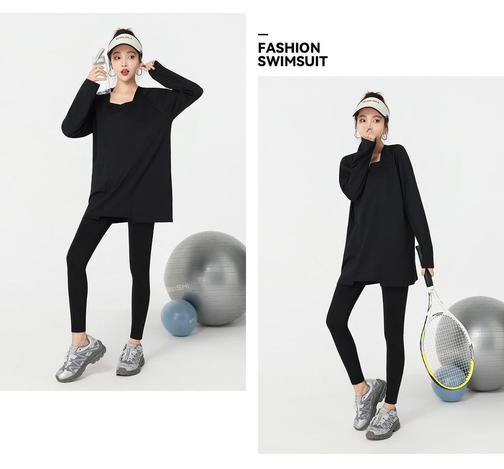 2026 Spring/Autumn Women's Plus Size Yoga Set - Loose Fit Long Sleeve Top & Skinny Tights Fitness Ensemble