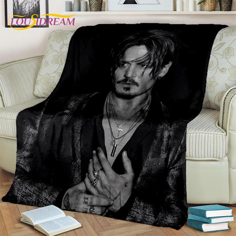 3D-Druck-Serie Johnny Depp Decke, Weiche Überwurfdecke für Zuhause Schlafzimmer Bett Sofa Picknick Reise Büro Ruheabdeckung Decke Kinder