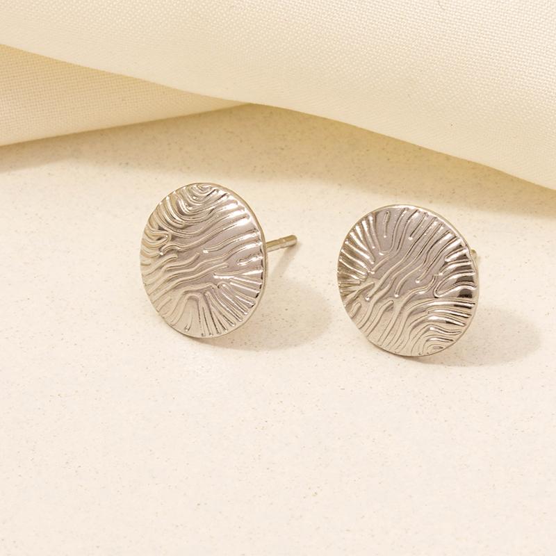 

Simple Texture Sensation Round Butterfly Stainless Steel Ear Studs For Women Men Accessories Real Gold Plated Earrings Jewelry