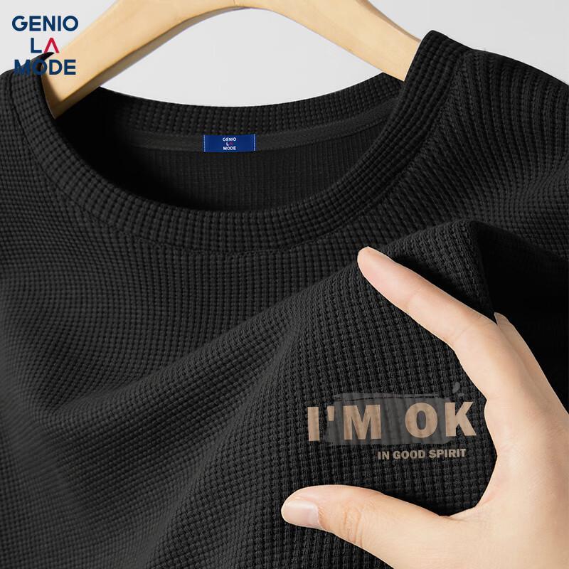 GENIOLAMODE Men s Waffle Knit Short-Sleeve T-Shirt XL