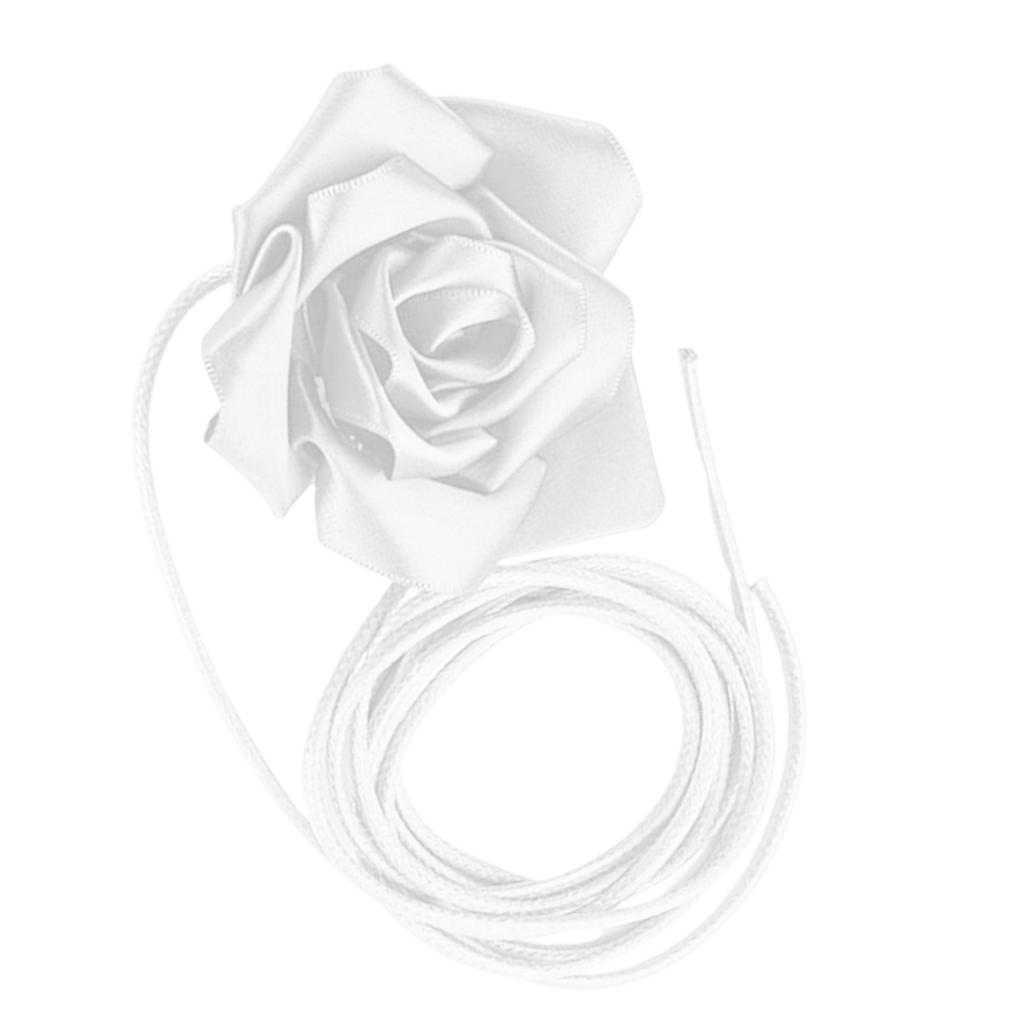 Elegant Ribbon Ribbon Belt Long Necklace Adjustable Waist Strap with Rose Floral Accent for Women Lady Special Event