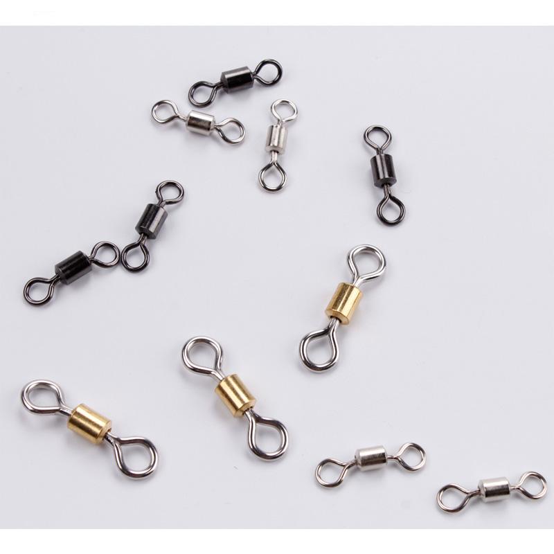 100pcs/bag High Quality Factory Fishing Tackle Accessories Stainless Steel American Swivel Snap Swivel Rolling Swivels 6mm