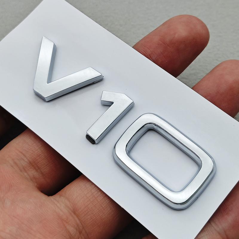 3D ABS Car Letters Rear Trunk Badge V10 V6T 2.0T Logo Sticker Emblem For  Audi A4 A5 A6 A7 A8 Q/S/RS/SQ Series Auto Accessories
