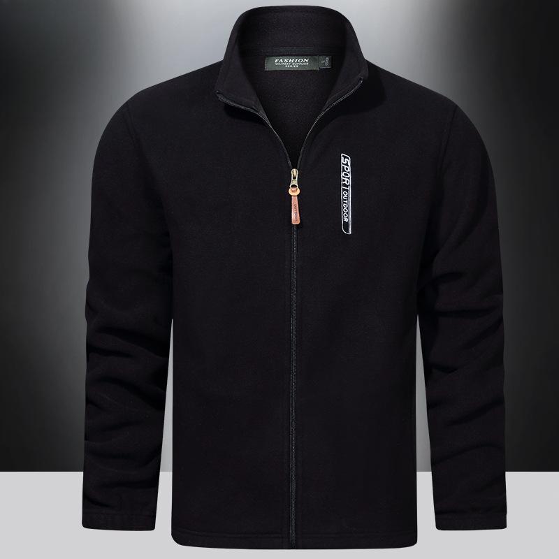 Fleecová bunda Pánská Podzimní a Zimní Teplá Fleecová Bunda Volný Svetr Kardigan Plus Samet Polstrovaný Límec Bunda