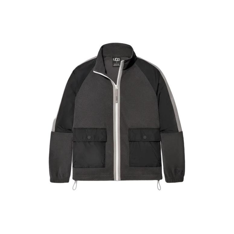 

UGG Color Block Striped Stand Collar Jacket Men Jackets Gray 1154350-BKD L