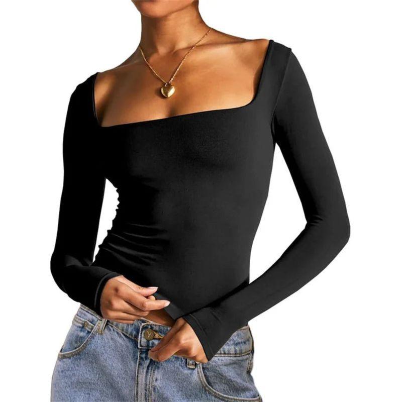 Long Sleeved Square Neck Sexy Base Shirt Long Sleeve Square-Neck Sexy Base Shirt