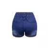 European And American Lace Up Rolled Edge Ripped Denim Shorts For Women, High Waisted Slimming Pants For Spicy Girls