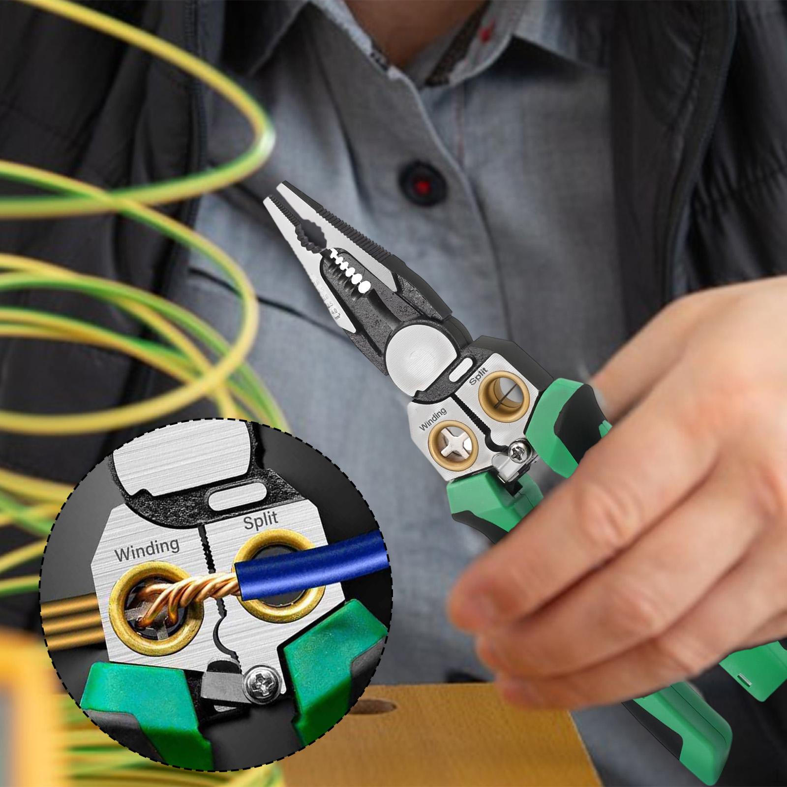 

Инструмент для зачистки проводов 8 в 1, кримпер, плоскогубцы, инструмент для электромонтажа, нескользящий тестер напряжения для промышленной намотки