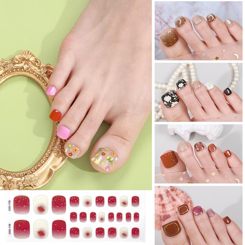 Gel Toenail Stickers Gel Manicure Stickers 3D Phototherapy Nails Semi-cured Toenail Stickers