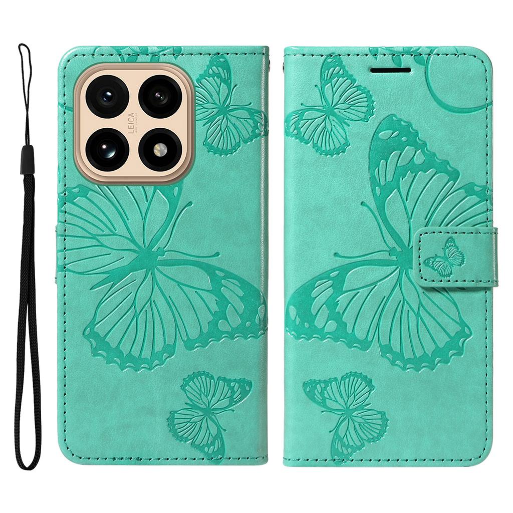 For Xiaomi 15T Wallet Case Floral Butterfly Imprinted Leather Phone Cover Stand -  Green