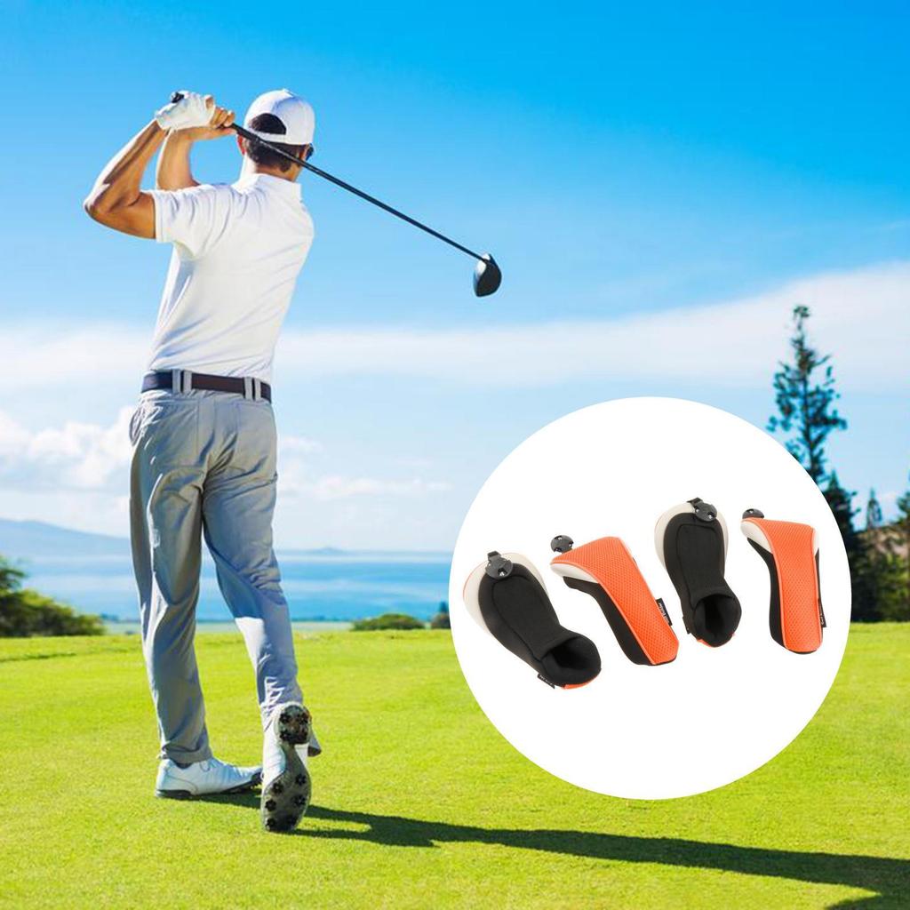 4 Heavy Duty Hybrid Golf Covers with Interchangeable No. of Labels Set Head Cover Utility for