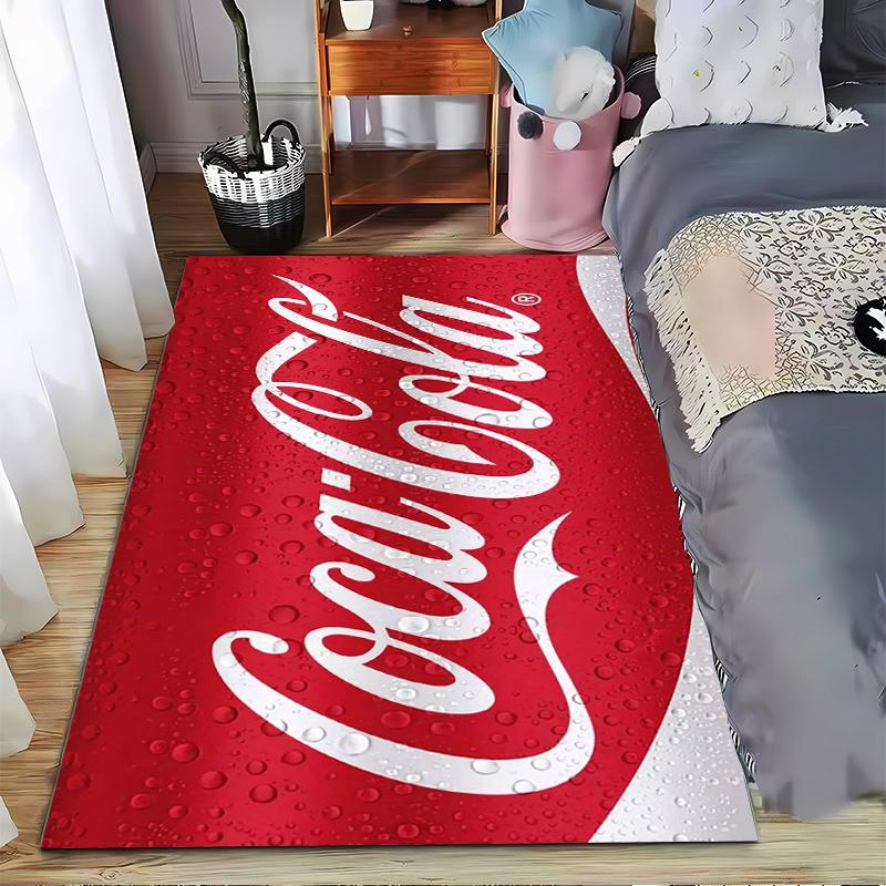 "Red Carpet with Coca-Cola Logo Design and Water Droplets Texture" Suitable for Use As an Anti-slip for Living Room Bedroom Sofas