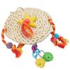 Pet   Non Toxic Straw Plaited Wood Block Chewing Biting Hanging Swing Toy Bird Cage Accessories(S )