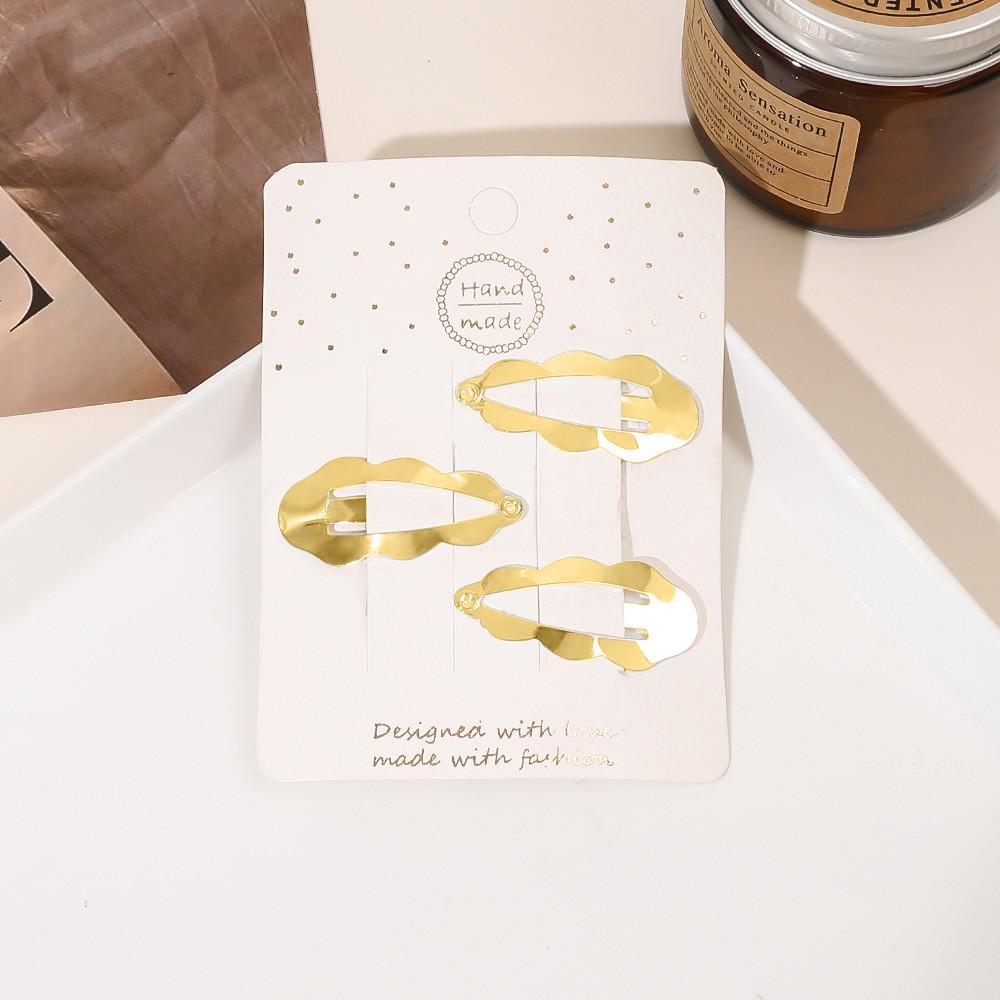 Épingles à cheveux simples givrées pour filles, 3 pièces, pinces à cheveux carrées, ovales, Triangle, pour enfants, épingles à cheveux, cliquez sur clac