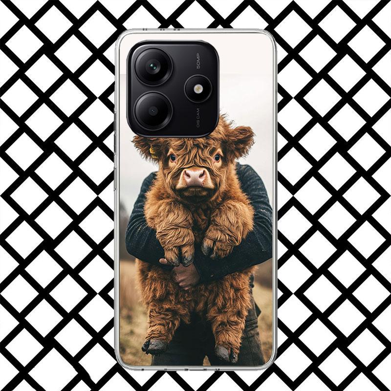 Süße Hochlandkuh Handyhülle für Xiaomi Redmi Note 15 14 14S 13 12 12S 11 Pro Plus 11E 11T 11S 10S 5G Weiche Hülle Fundas Redmi No