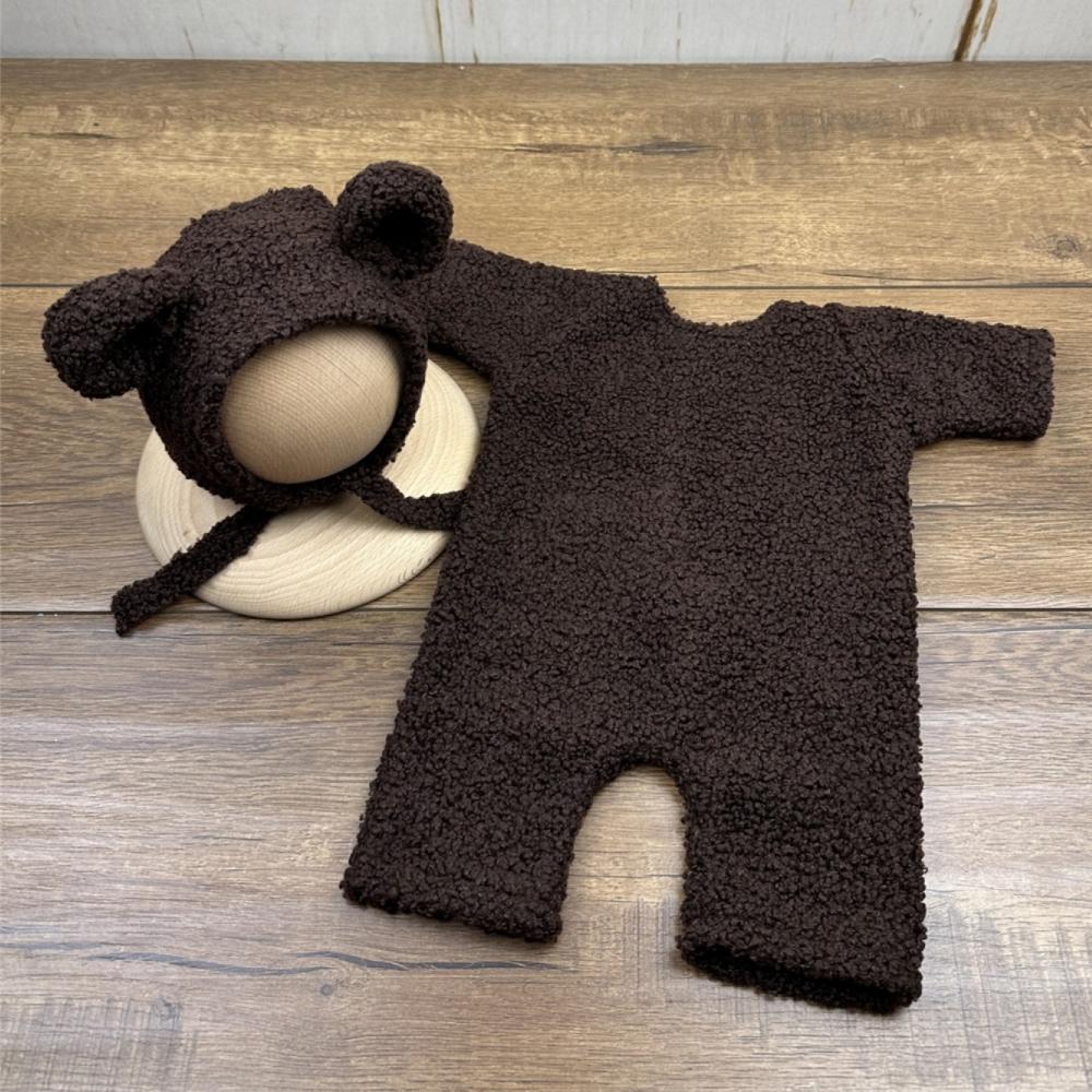 With Hat Newborn Photo Prop Outfit Bear Design Photography Outfit Set  for Newborn