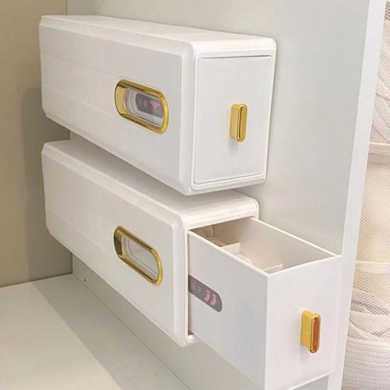 

Socks Bra Organizer Box Multiple Compartments Easy to Install Wall Mount Self Adhesive Underwear Storage Box Pull-out Closet Organizer B