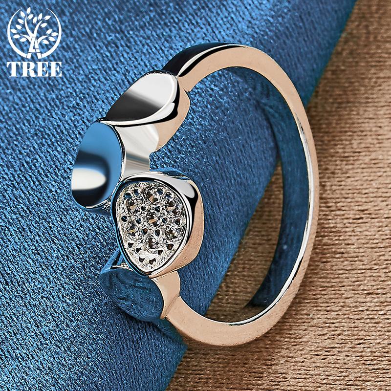 925 Sterling Silver AAA Zircon Round Ring Jewelry