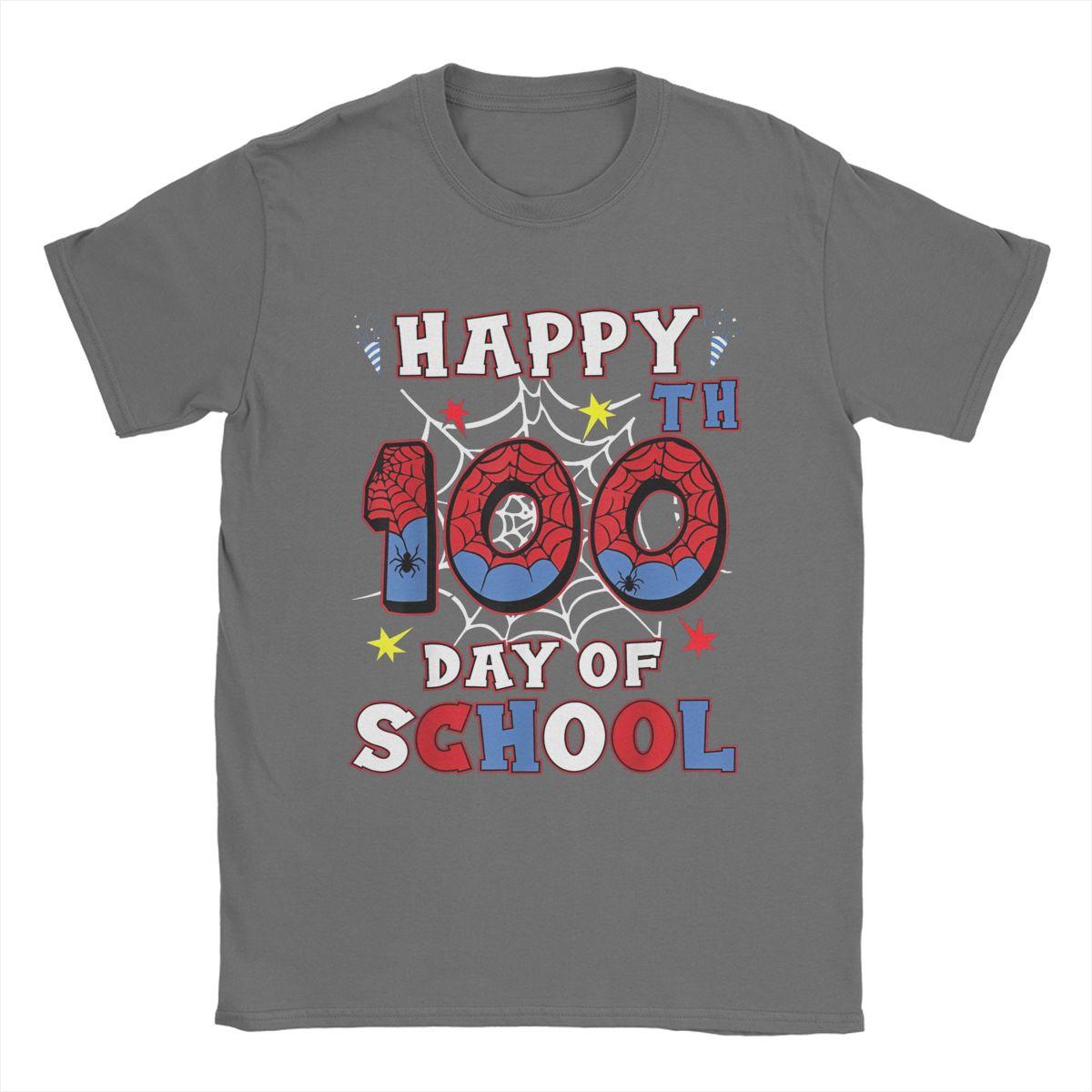 Счастливого 100-го дня в школе Человек-Паук 100 Дней Футболка Мужская Мультяшная Мода Чистый Хлопок Футболка Круглый Вырез Футболки Подарок на День Рождения Топы 3XL