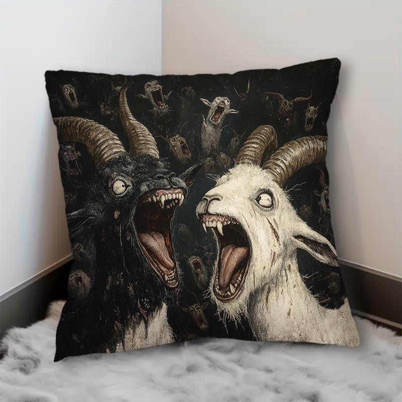 VIKAMA Gothic-Style Goat Print Cushion Cover Living Room Sofa Cushion Cover Car & Bedroom Cushion Cover Home Decor