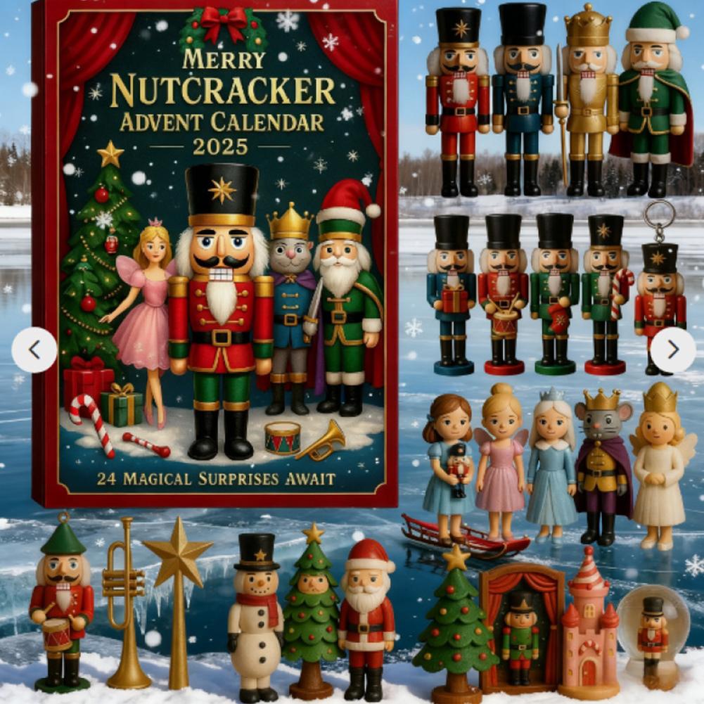 2025 Christmas Countdown Calendar Blind Box 2D Flat Nutcracker Advent 24 Days Ornaments Christmas Countdown Calendar