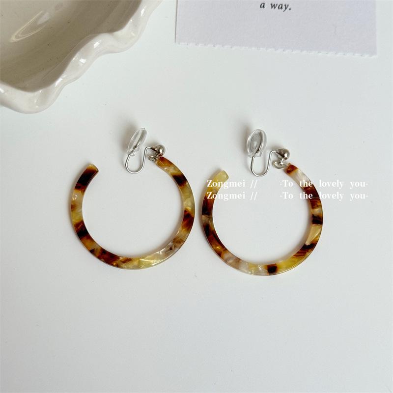 Amber Leopard Print Hoop Earrings for Women, Autumn/Winter 2026 Retro Hong Kong Style, High-End Large Hoops