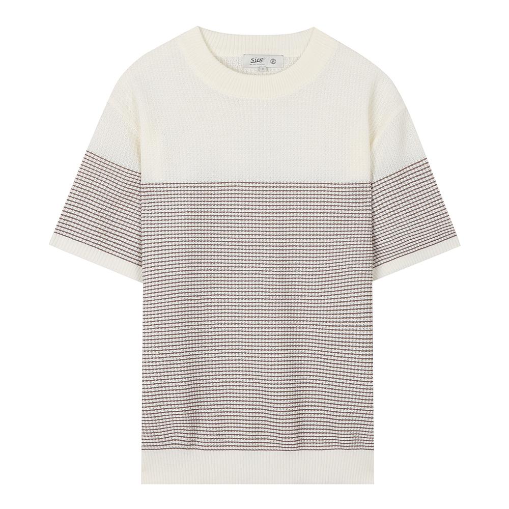 G Eek Color Block Waffle Round Half Pullover (Piucd8032) Ivp (Ivory Print)/S