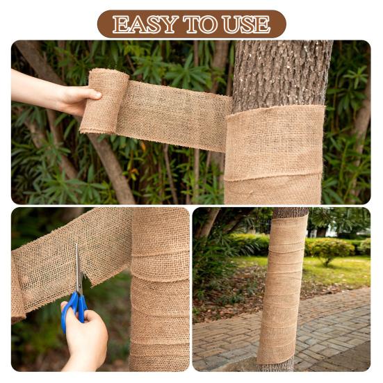 Natural Burlap Tree Protection Wrap Wide Winter Plant Warming Belt Jute Trunk Guard Protector Antifreeze Bandage