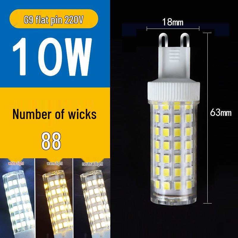 High Brightness G9 LED Pin Bulb, Flicker-Free, Energy-Saving, 220V Ceramic Corn Design.