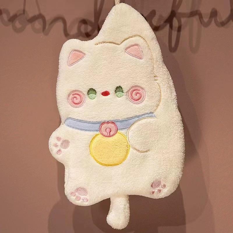 1 Pcs Adorable Cartoon Cat Fingertip Towels   Ultra Soft 580 GSM Polyester, Quick Dry