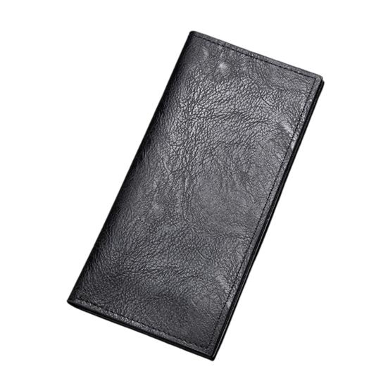 Men Slim Long Wallet Wallet with ID Bifold Card Holder Window Minimalist Card чёрный