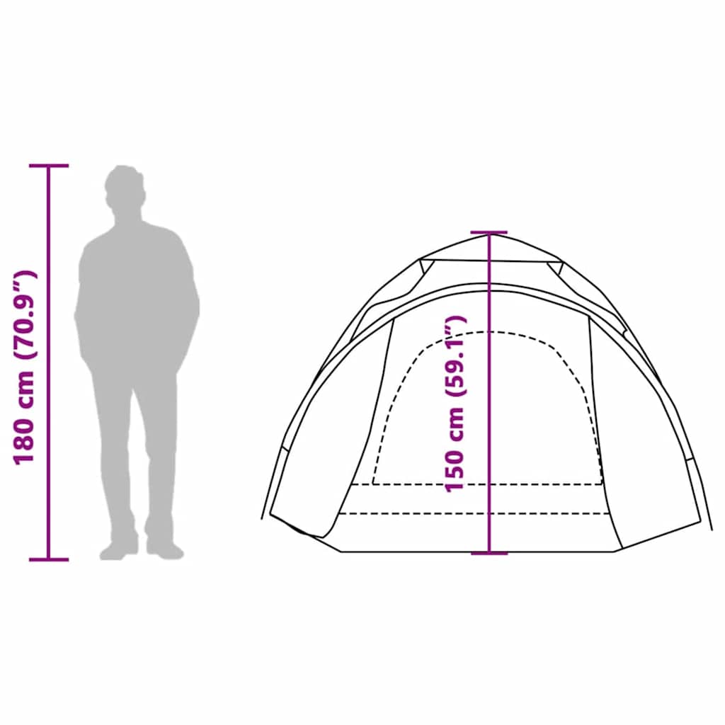 Dome Camping Tent for 3 Persons Green Quick Release