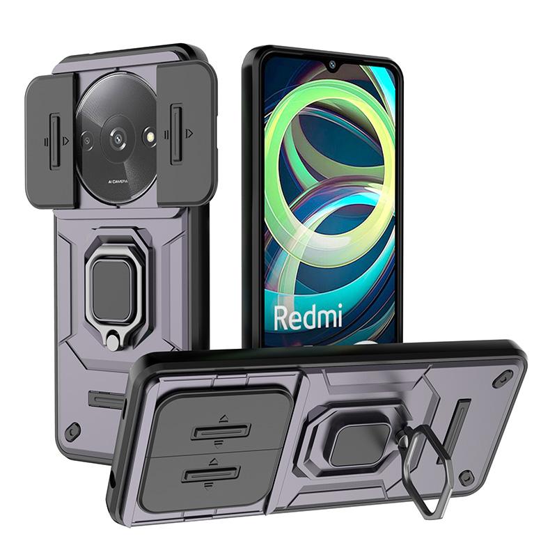 Für Redmi A3 2024 Hülle Schiebekamera Armor Schutzhülle für Xiaomi Redmi A3 4G RedmiA3 A 3 Magnetischer Halter Ring Rückseite