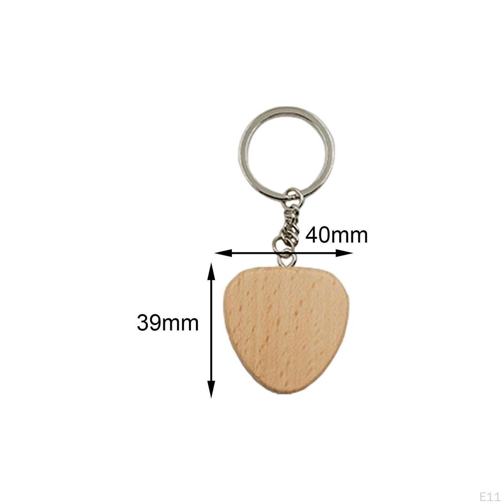 10Pcs Unfinished Wood Keyring Wooden Keychain Ornament Accessories Key Chain Bulk Decoration Craft