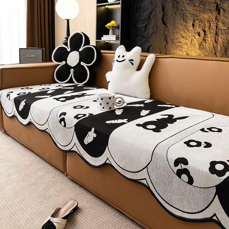 

Чехол на диван из шенилла Неправильной формы Подушка для дивана Четыре сезона Универсальный Нескользящий Коврик для дивана Жаккардовый Осенне-зимний Чехол для дивана 90x90cm 1pcs