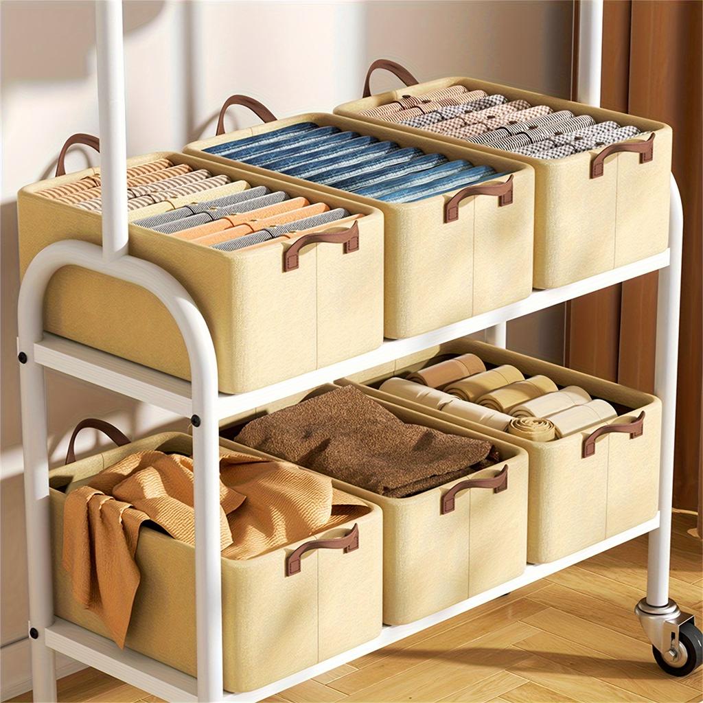 Space-Saving Folding Storage Box With Steel Frame 2 Handles Office Supplies,Quilt Organization Foldable Storage Drawers