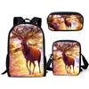 Classico Popolare Novità Cervo Stampa 3D 3pz/Set alunno Zaini Scolastici Zaino Daypack per Laptop Borsa a spalla inclinata Astuccio