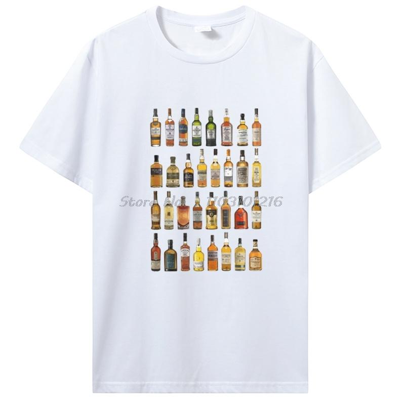 Single Malt Whisky T-Shirt Whiskyflaschen Vatertagsgeschenk Tops Kleidung Baumwolle T-Shirts Geschenkidee T-Shirt Herrenbekleidung