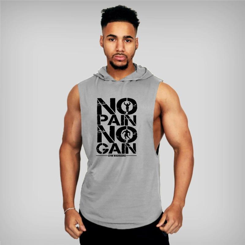 Summer Hooded Short Sleeve Men's Casual Fitness Tank Top Simple and Handsome Street Wear