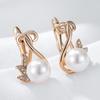 Luxury Crystal Flower Pearl Dangle Earrings For Women Trendy  Rose Gold Color With Natural Zircon Daily Fine Jewelry