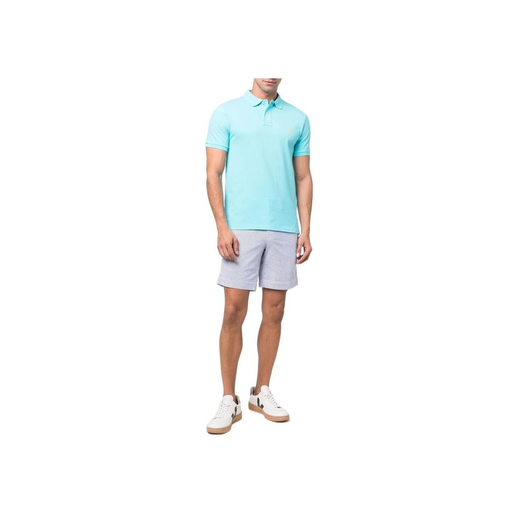 Polo Ralph Lauren Solid Color Logo Embroidered Pullover Short Sleeve Polo Shirt Men tops Sky-Blue 710536856-326