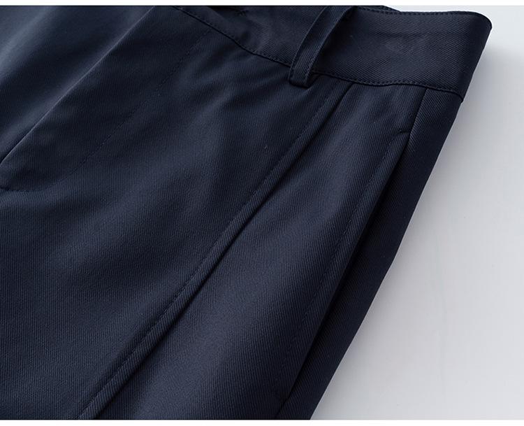 High-End Women's Navy Wide-Leg Cropped Suit Pants, High-Waisted, Casual Straight-Leg, New Spring/Autumn 2026 Style.