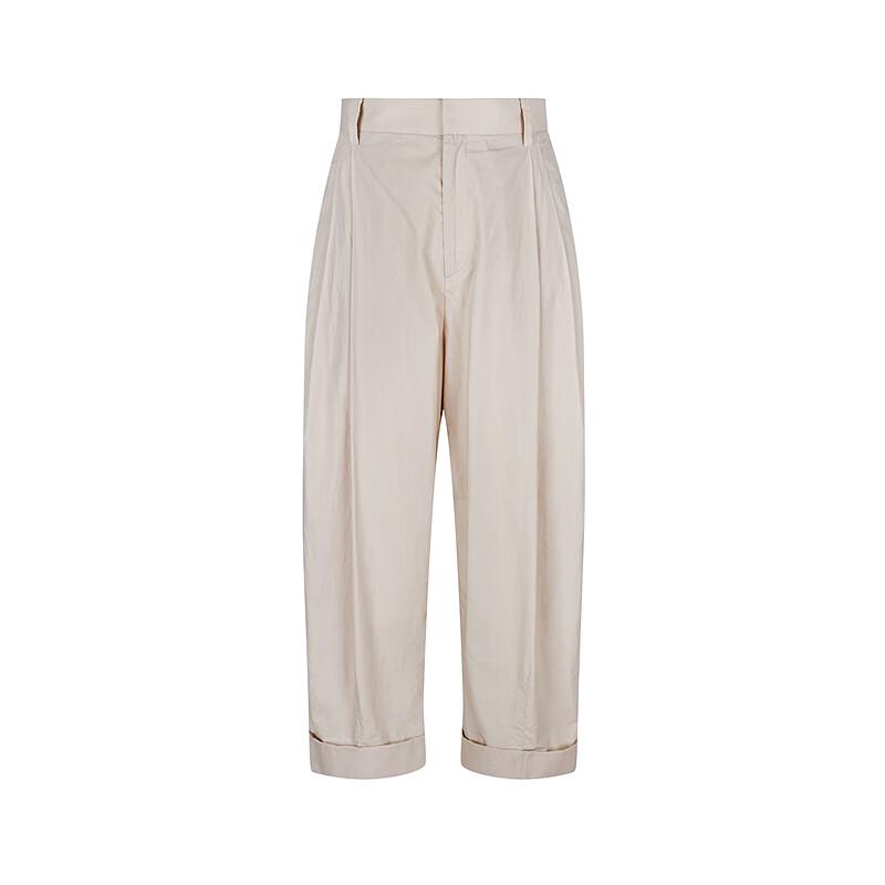 LESS 2025 Summer Cotton Straight-Leg Cropped Trousers