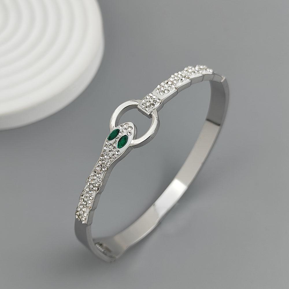 Metal Serpentine Zircon Women's Bracelet, Light Luxury 18k Stainless Steel Jewelry, Gift, Banquet, Personal Use, Accessory