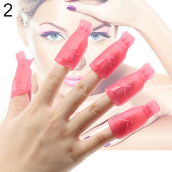 10x Bowknot Plastic Nail Art Soak Off Clip Cap UV Gel Polish Remover Wrap Tool