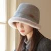 Winter hat women's velvet warm bucket hat retro versatile bucket hat showing washbasin hat